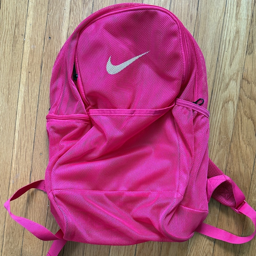 Nike Mesh Fuchsia Backpack with White Logo